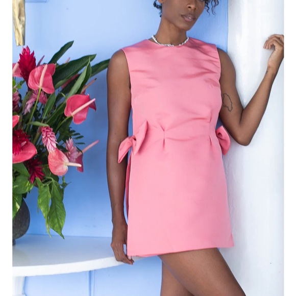 Damaris Bailey irie - Silk Sleeveless Coral Dress with Bow Accents - Picture 1 of 16